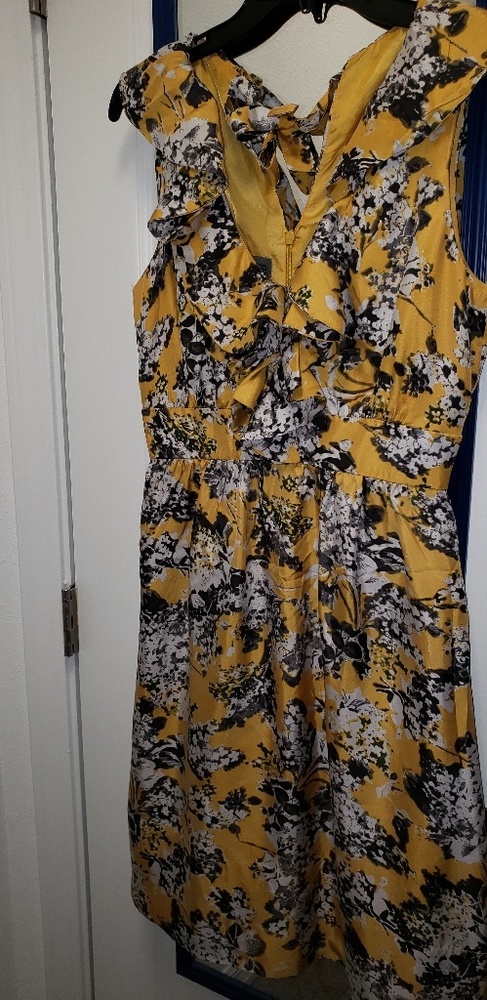 Yellow and black silk dress